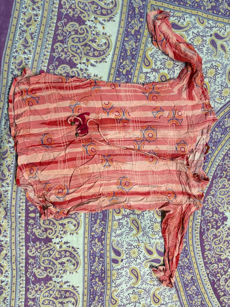 Boho Chic Pink Patterned Tunic Kurti