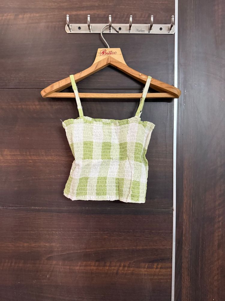 Checked Crop Top with Adjustable Straps