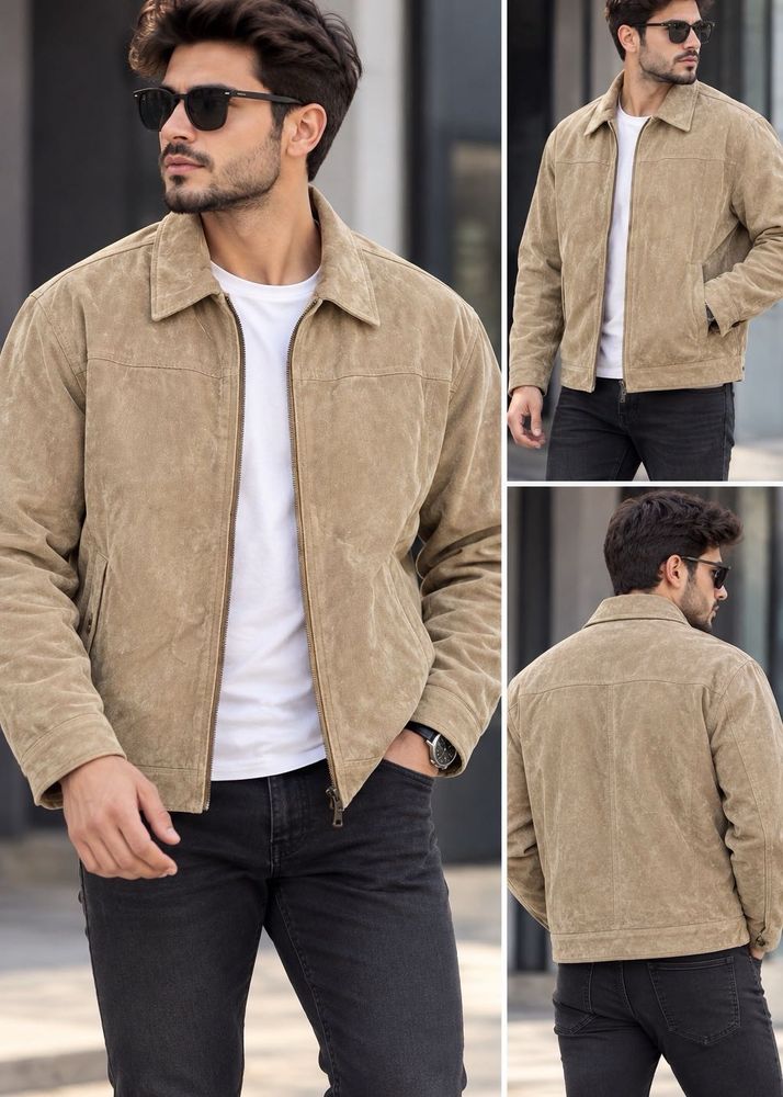 Men's Tan Suede  leather Jacket