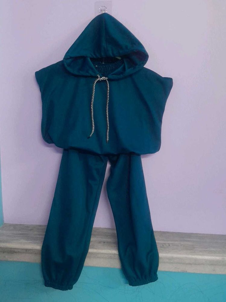Teal Hooded Tracksuit Set