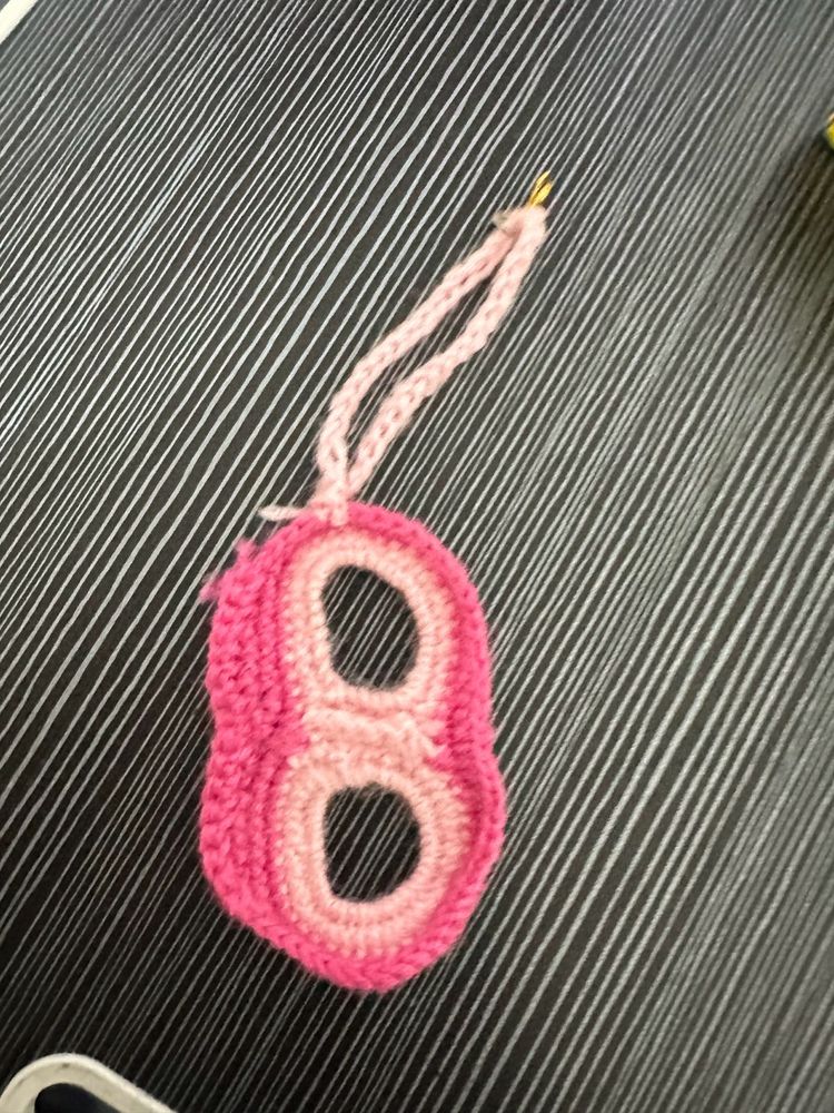 Crocheted Pink alphabet “B” charm.