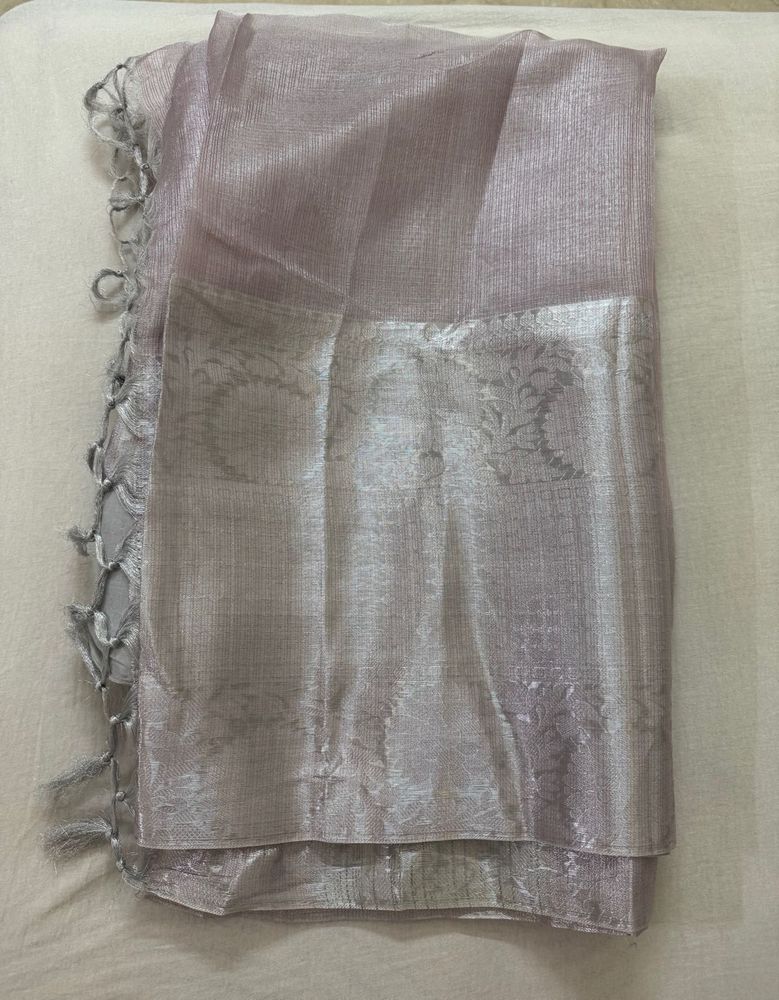 Lavender Saree with Silver Border 🫧☂️