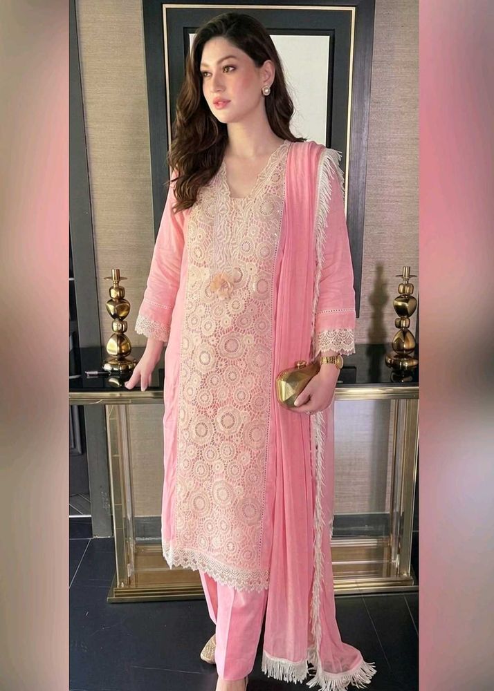Pink Cutwork pakistani suit