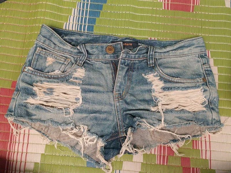 Distressed Denim Shorts