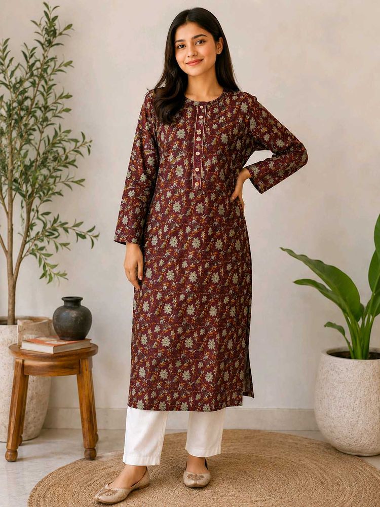 Elegant Floral print work kurta✨ ♥️