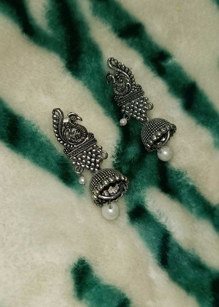 Oxidized Jhumka Earrings