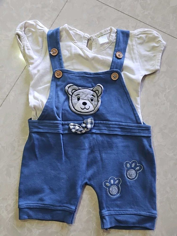 Cute Bear Overalls Set