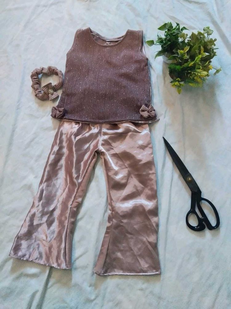 Sparkly Top &amp; Satin Pants Set