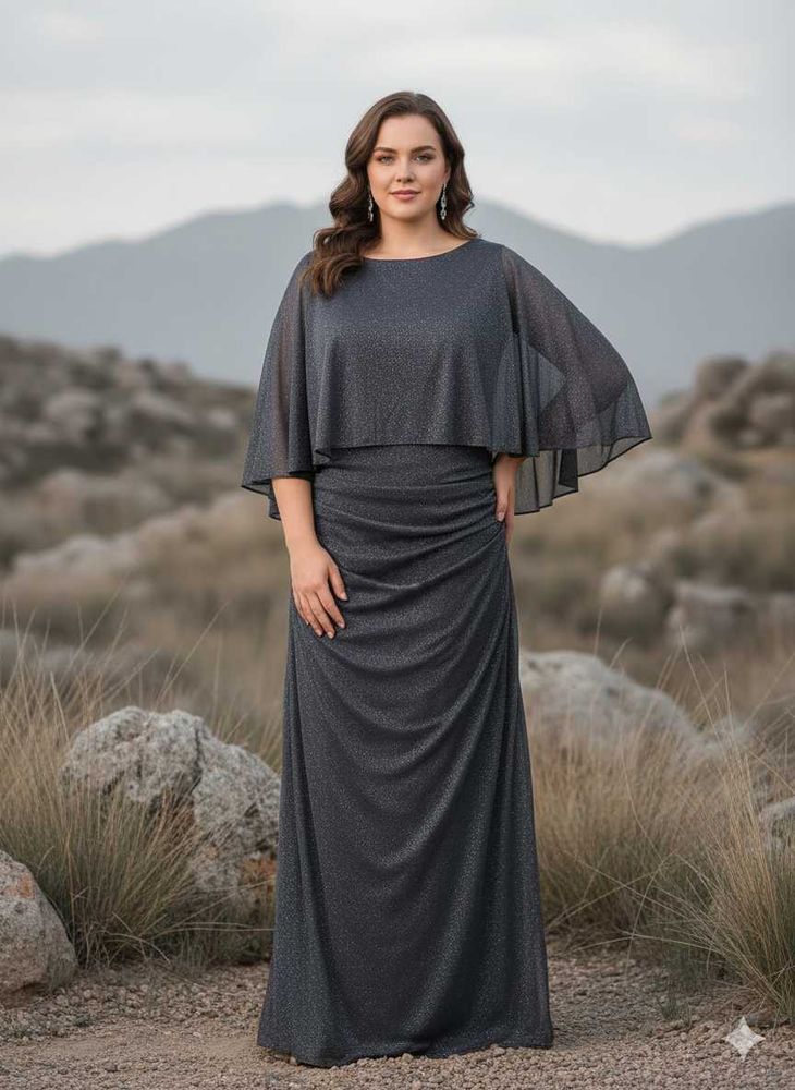Elegant Gray Shimmering Maxi Dress