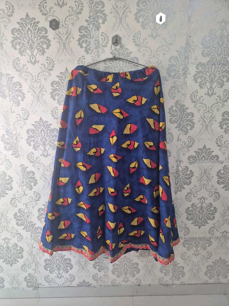 Vibrant Blue Ethnic Print Skirt
