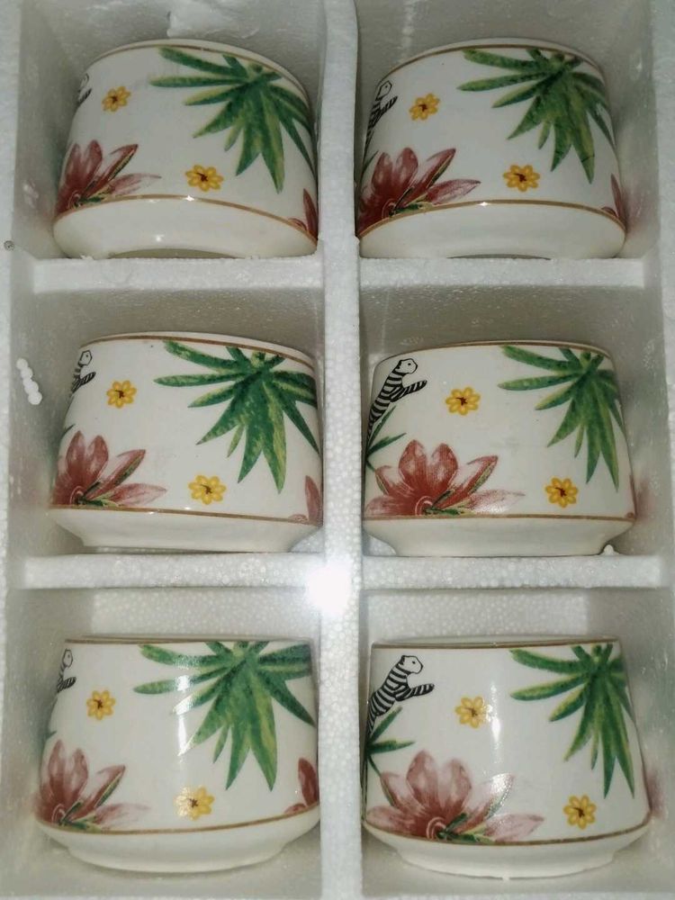 Set of 6 Ceramic Tea Cups