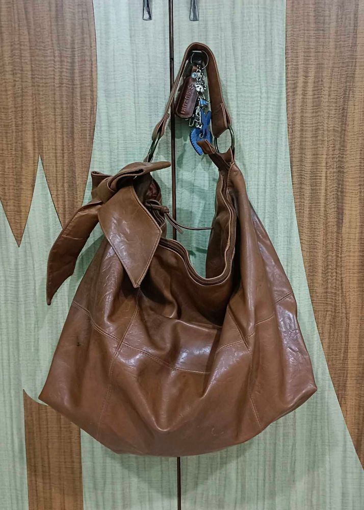 Chic Brown Faux Leather Hobo Bag