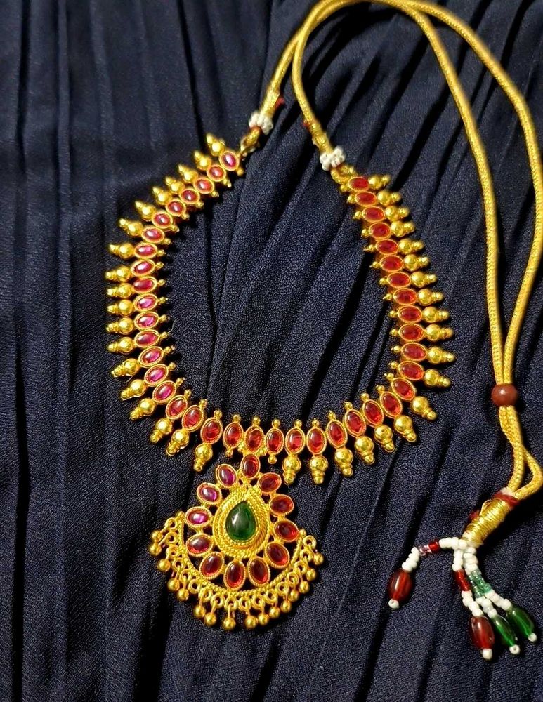 Red &amp; Gold Tone Gemstone Necklace