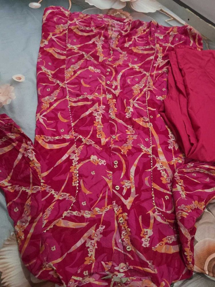 Vibrant Pink Kurta Set with Trousers
