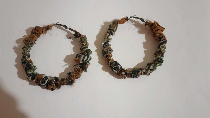 Boho Fabric Hoop Earrings