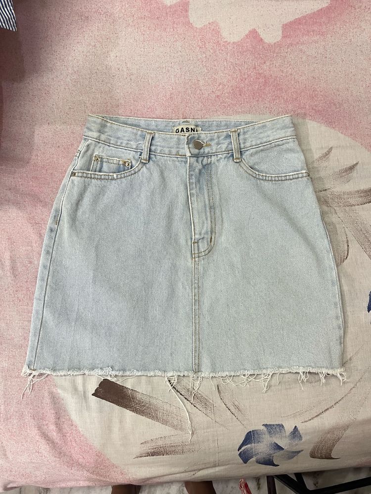 Light Wash Denim Mini Skirt