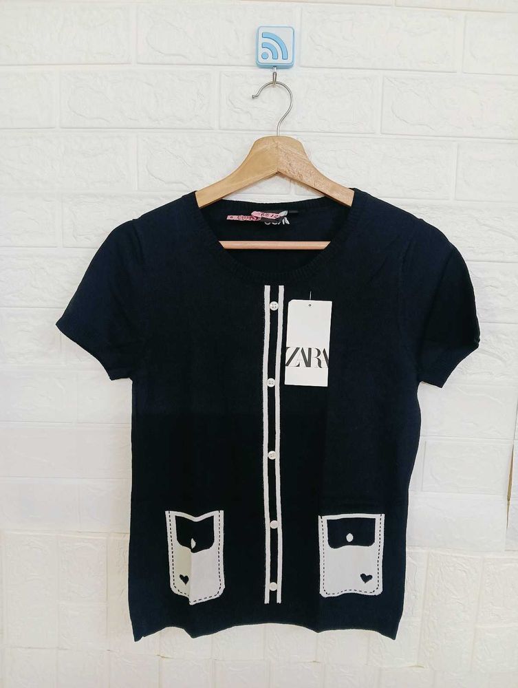 Black Pocket Detail T-Shirt