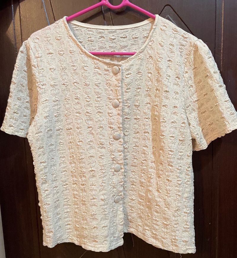 Textured Button-Up Blouse
