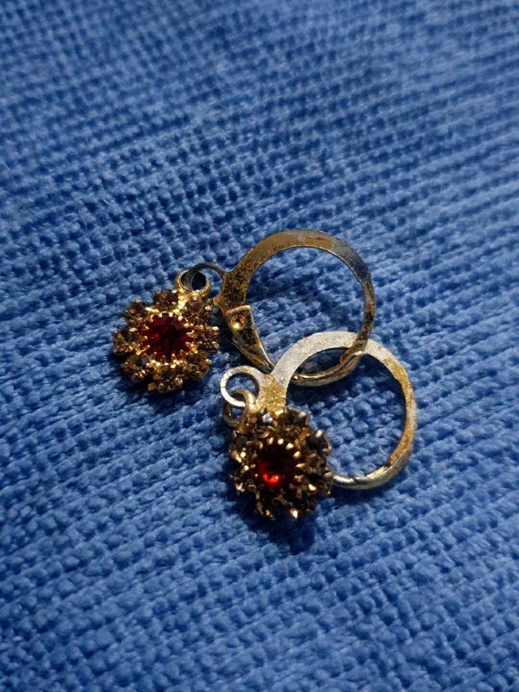 Vintage Red Gemstone Earrings