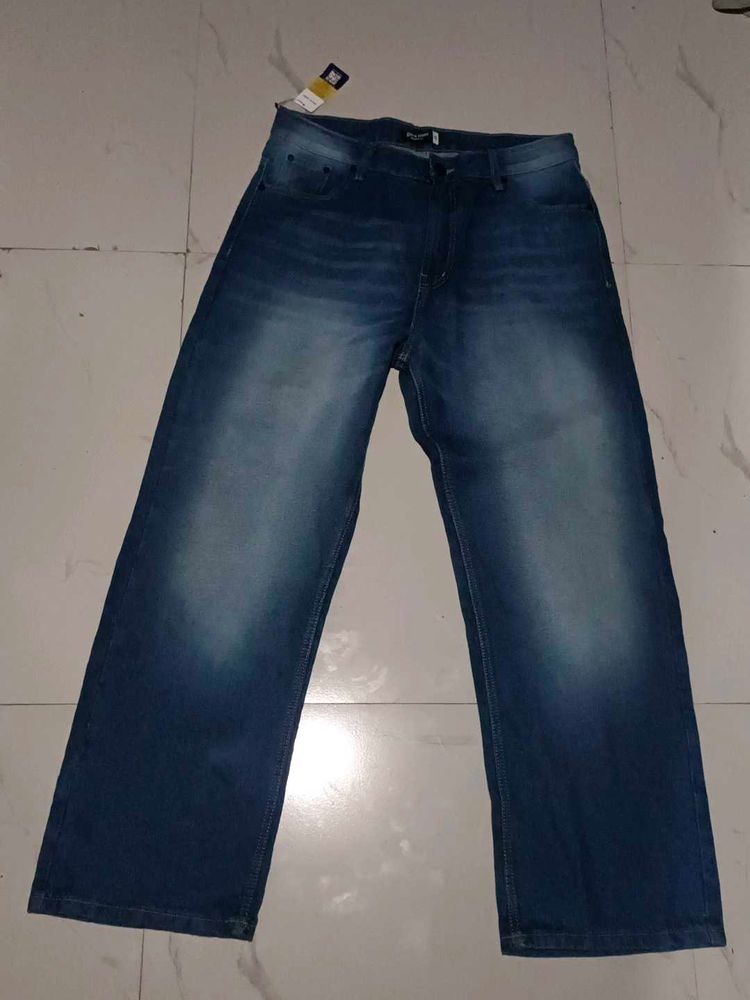 Blue Wash Wide Leg Jeans