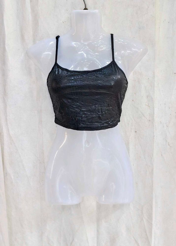 291110. Chic Black Cropped Camisole Top