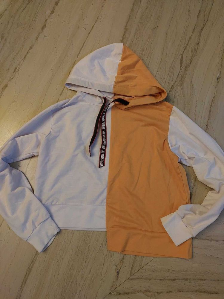 Color Block Cropped Hoodie