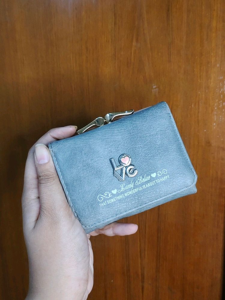 Grey leather wallet with Love design ♥️😍