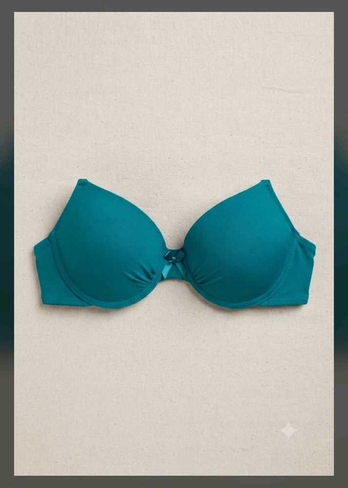 Teal Push-Up Bra with Bow Detail