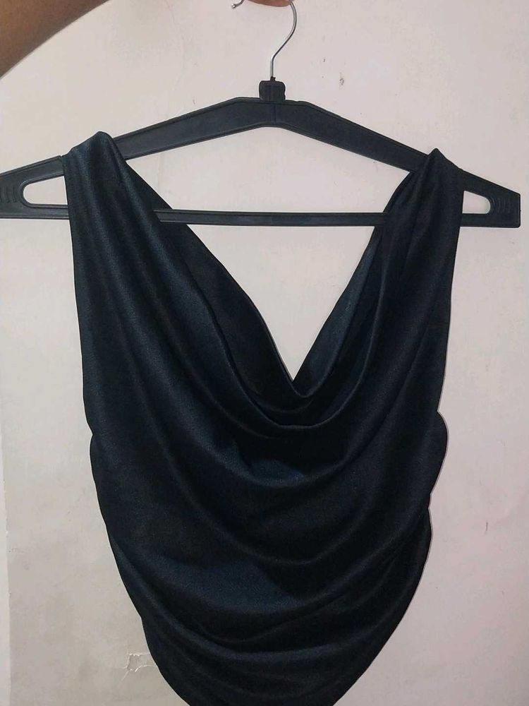 Elegant Black Cowl Neck Top