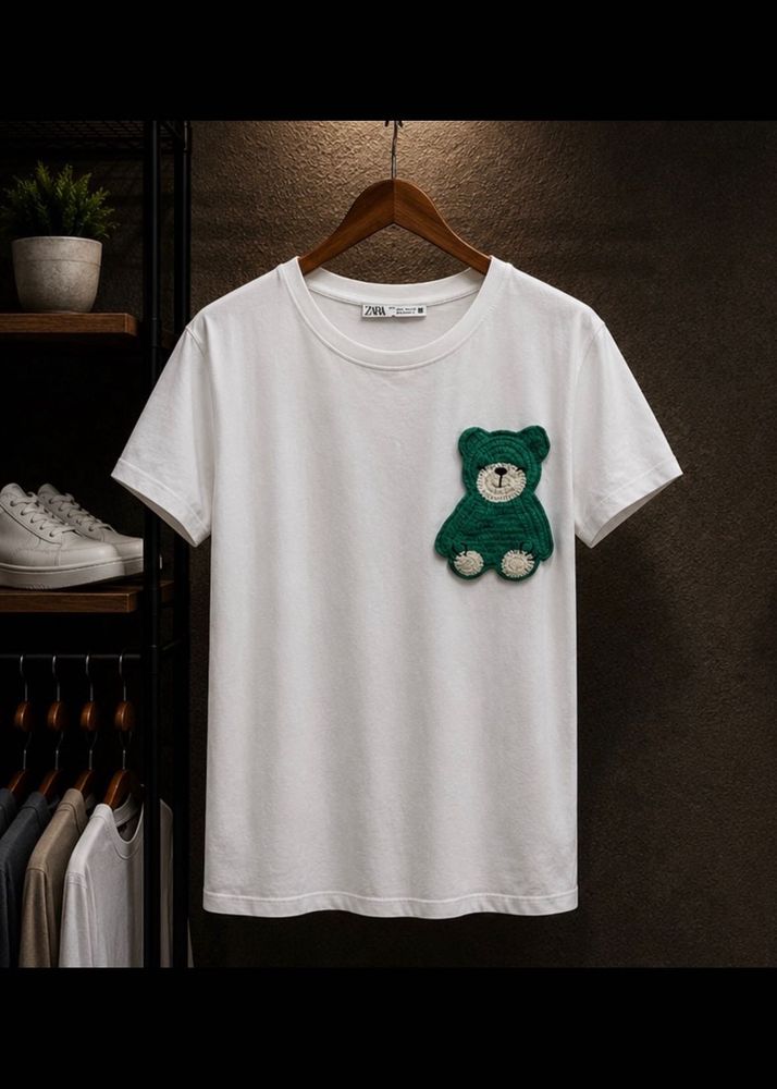 White Teddy Bear Pocket T-Shirt