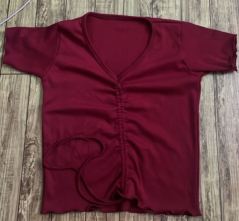 Chic Ruched V-Neck Top