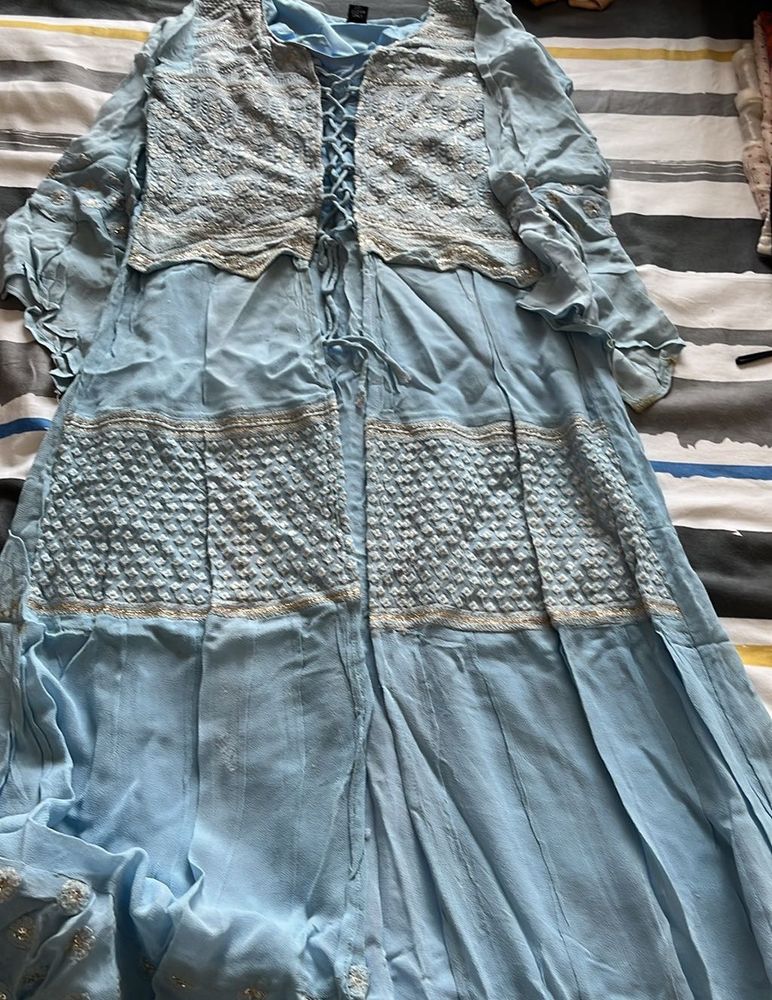 Stunning Blue Embroidered Lehenga Choli