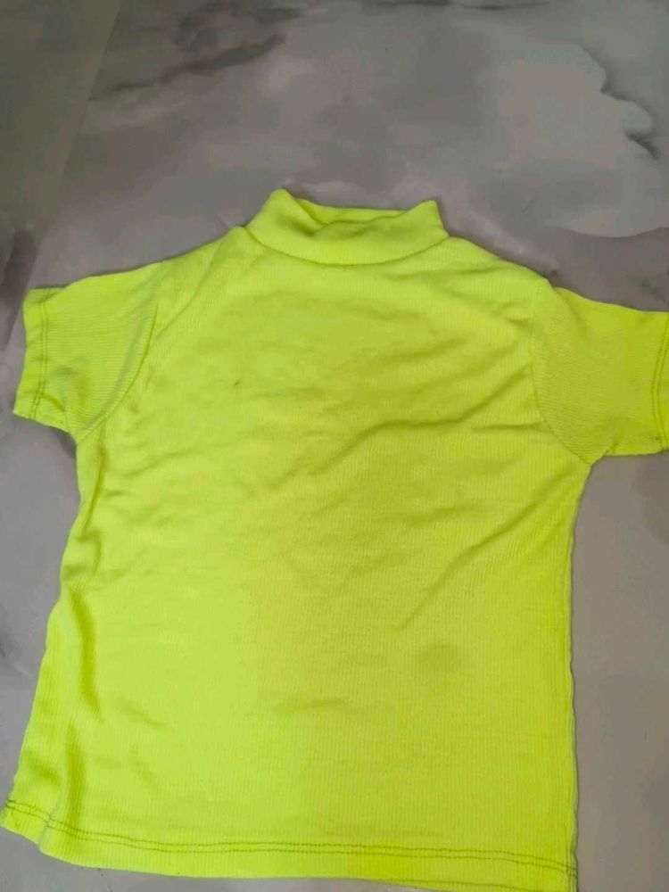 Neon Yellow Turtleneck Top