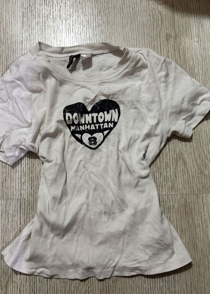 White Downtown Manhattan Heart T-Shirt