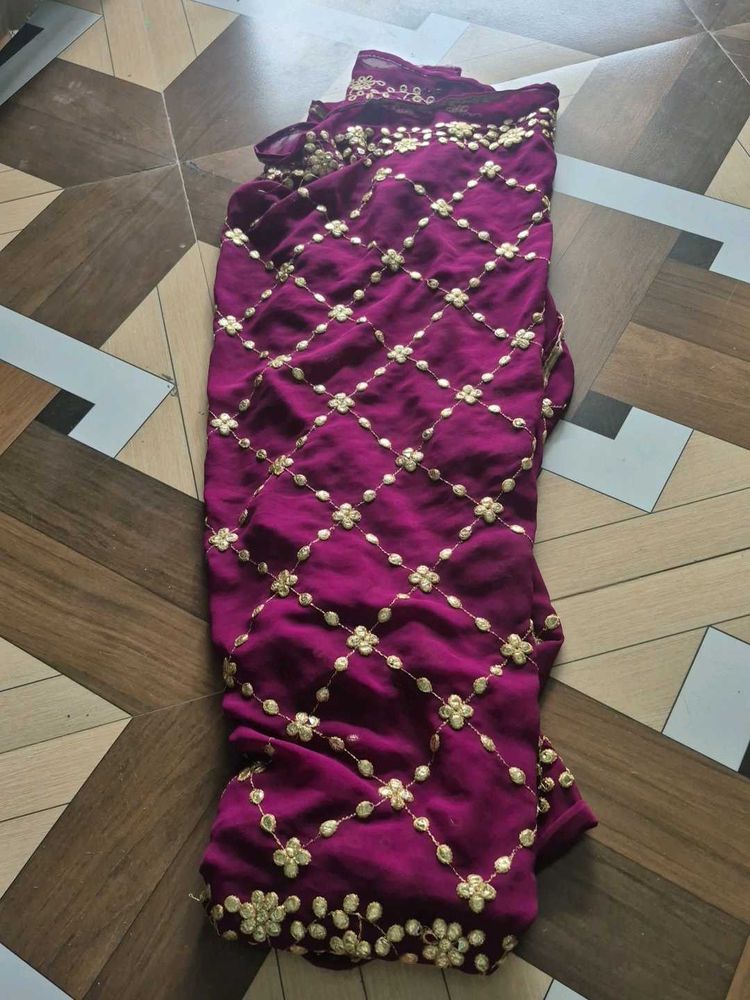 Beautiful Embroidered Purple Dupatta