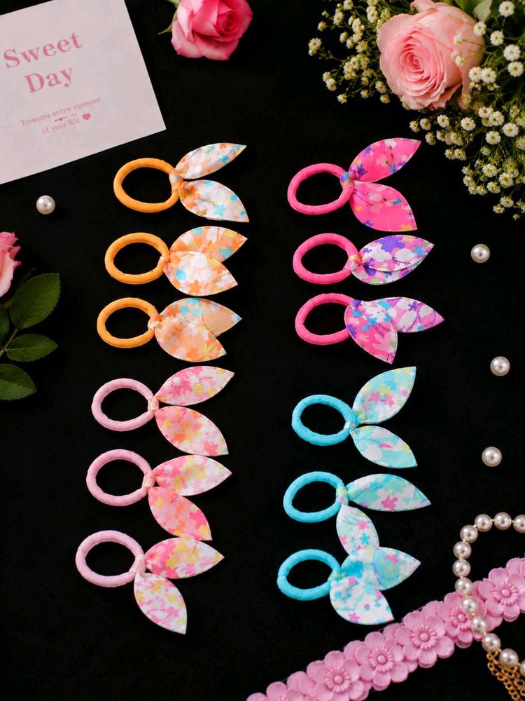 Cute Bunny Ear Hair Ties combo of 12
