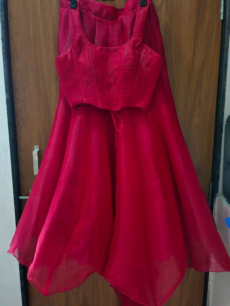 Red fish cut Lehenga Choli Set
