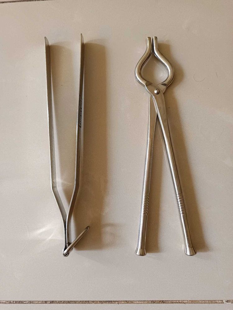 Unused 2 Pieces Stainless Steel Pakkad Tongs