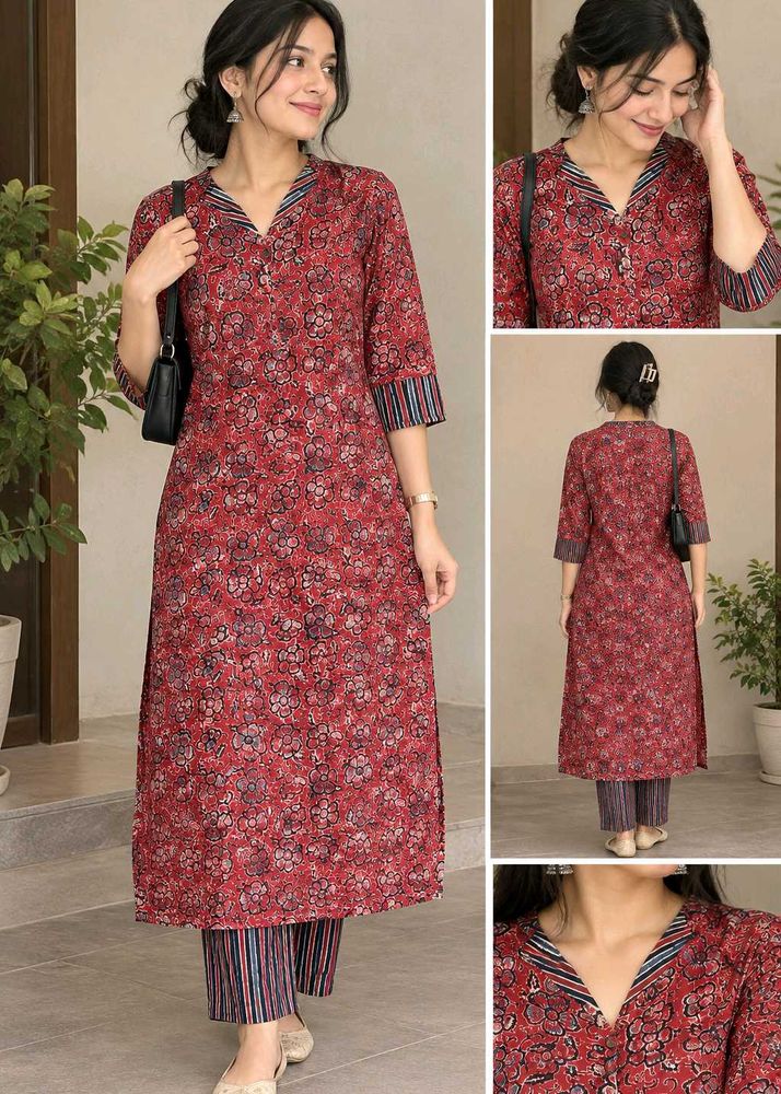 Chic Red Floral Kurti
