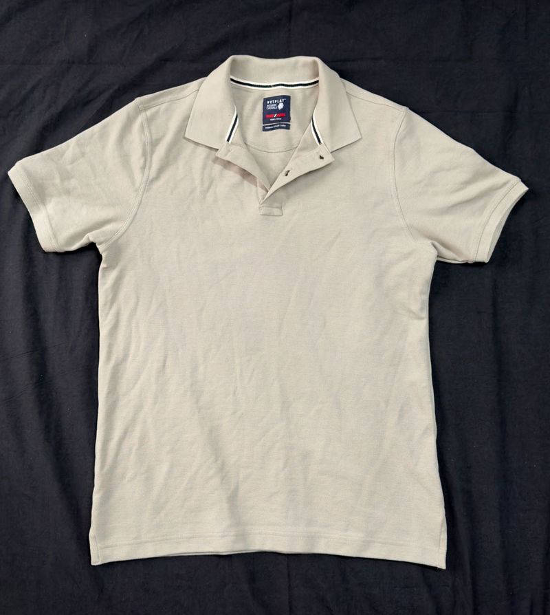 Men's Tan-Beige Polo T-Shirt
