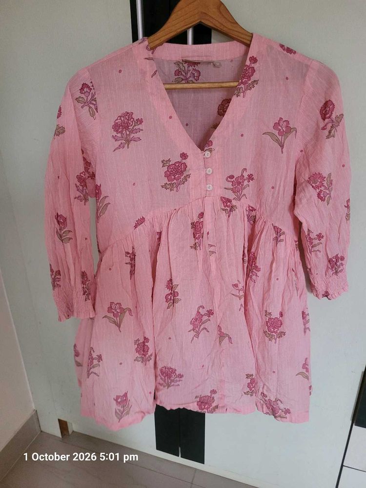 Pink Floral Print Kurta
