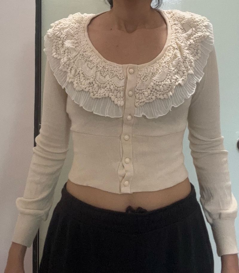 Vintage Lace Collar Cardigan