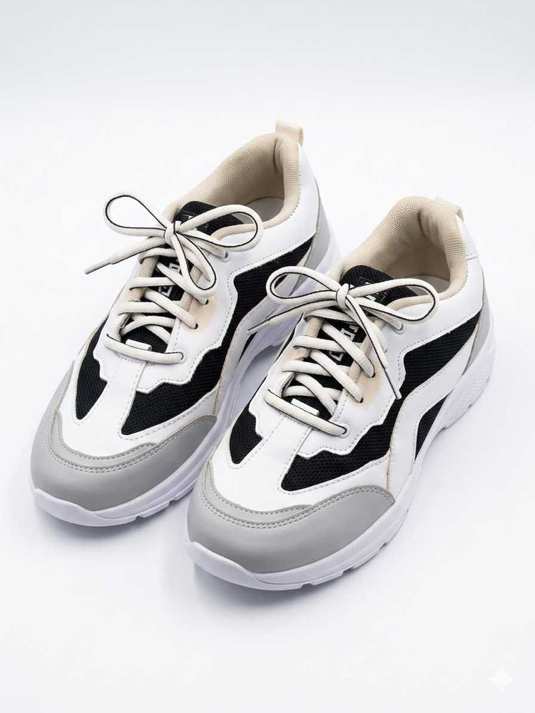 Stylish White &amp; Black Sneakers