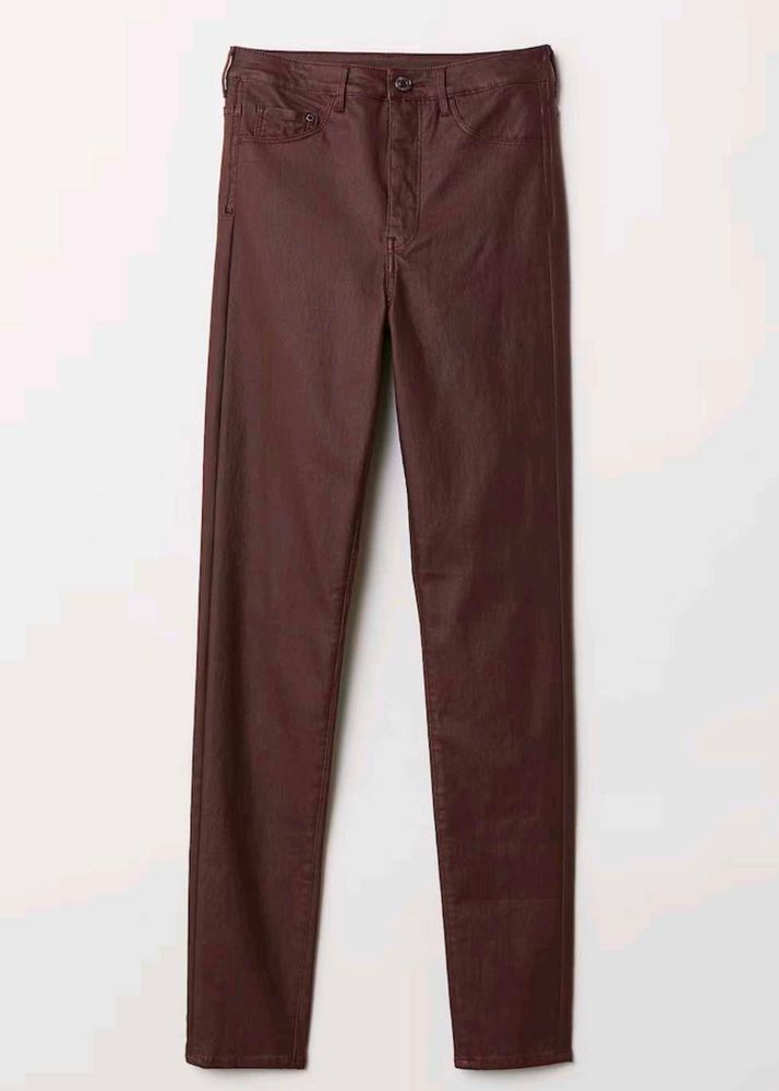 H&amp;M Burgundy S/M Leather Type  high waist