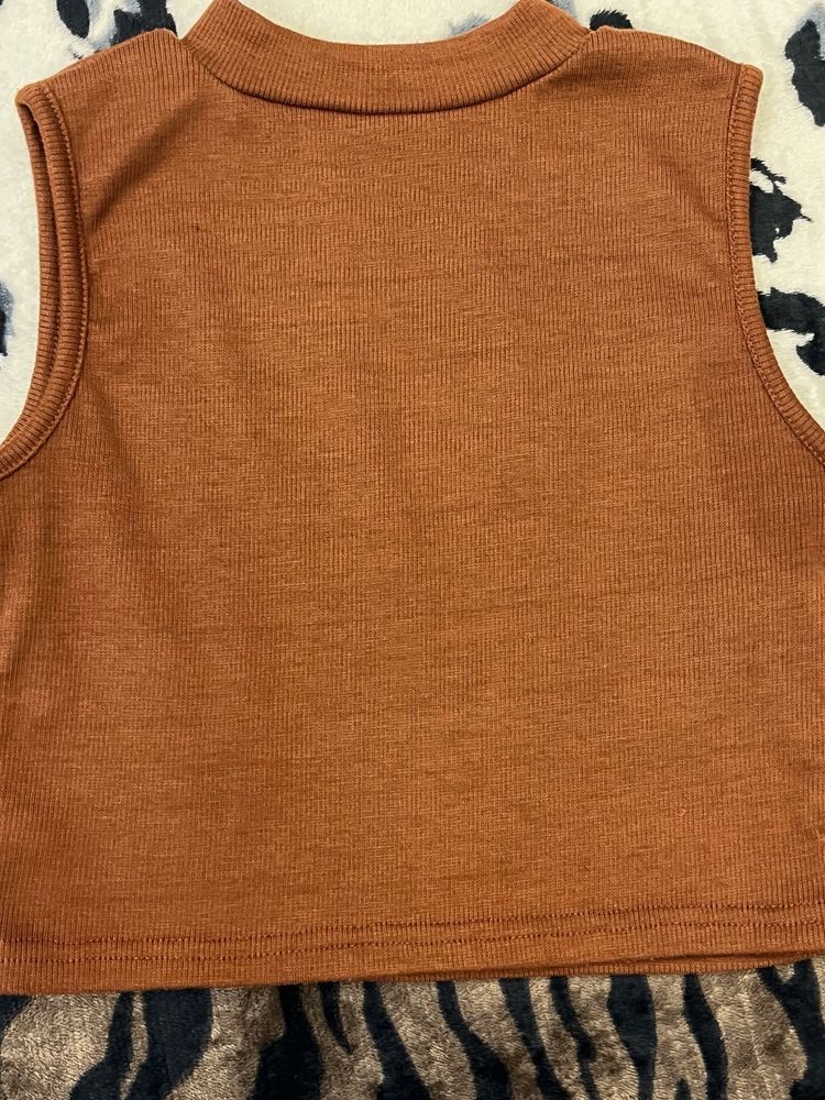 Brown Sleeveless Top
