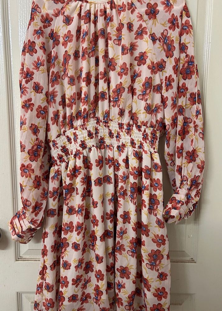 Floral Print Smocked Waist Dress