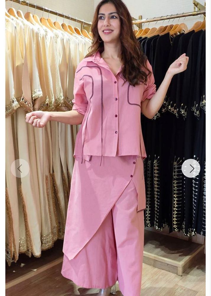 Blush Pink Flap Pant Ribbon Coord Set