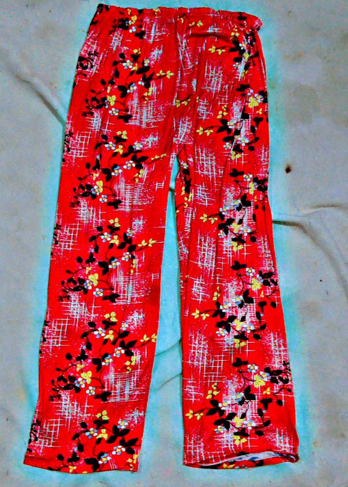 Vibrant Red Floral Print Palazzo Pants