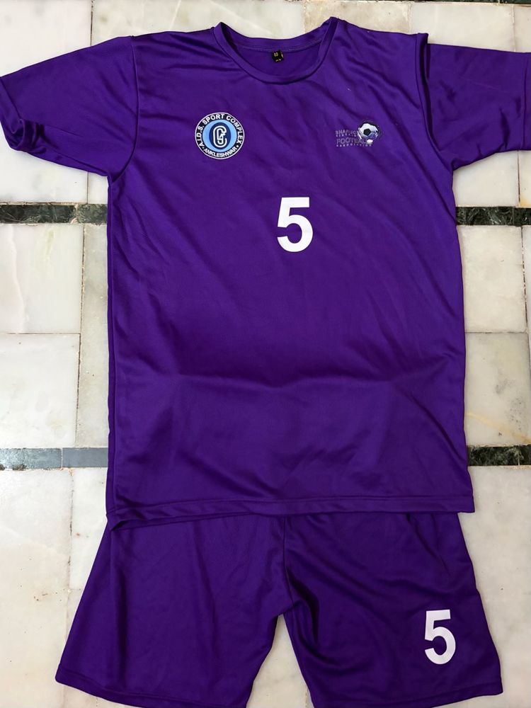 purple jersey with shorts