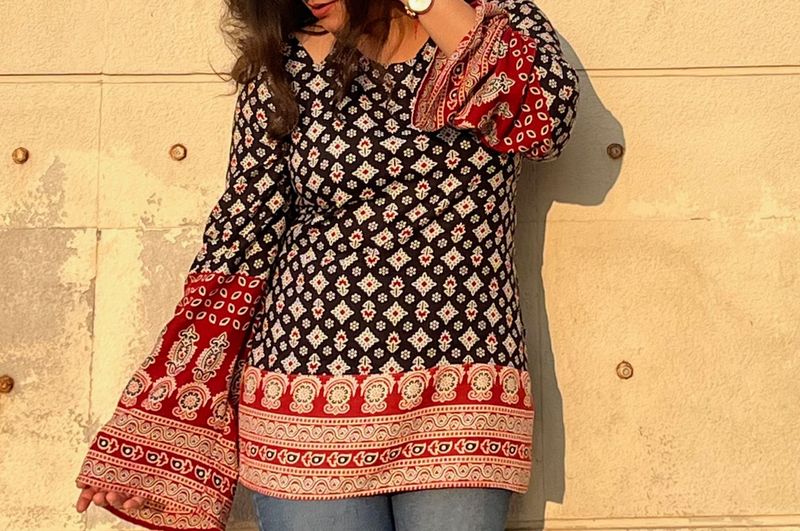 Printed Kurta with Unique Sleeve Detail